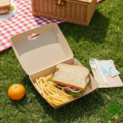 Bagcraft NFN-F608RQVF Eco-Flute 8" x 6" x 3" Corrugated Clamshell Take-Out Box - 200/Case