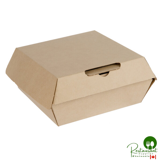 Bagcraft NFN-F505RQVF Eco-Flute 5 1/2" x 5 1/2" x 2 1/2" Corrugated Clamshell Take-Out Box - 300/Case