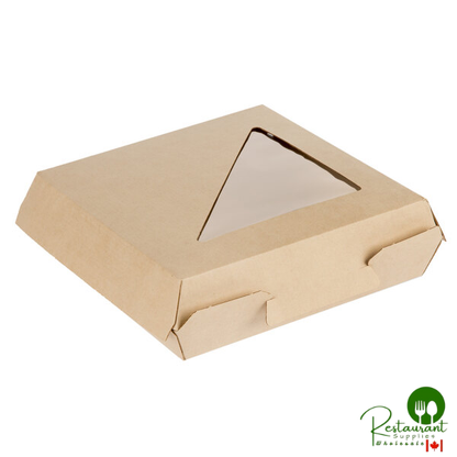 Bagcraft NFN-F663RQVTWF Eco-Flute 6" x 6" x 2" Corrugated Clamshell Take-Out Box with Window - 250/Case