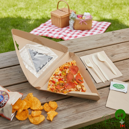 Bagcraft NFN-F808RQVTWF Eco-Flute 9" x 8" x 2" Corrugated Clamshell Pizza Take-Out Box with Window - 300/Case