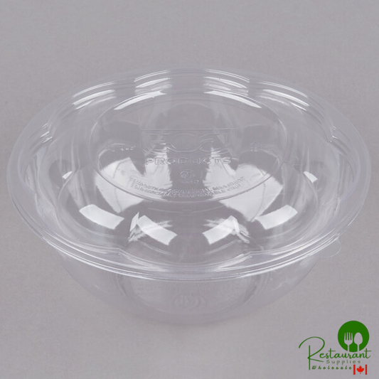 Eco-Products EP-SB24 24 oz. Clear Compostable Plastic Salad Bowl with Lid - 150/Case
