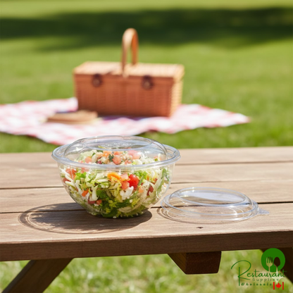 Eco-Products EP-SB24 24 oz. Clear Compostable Plastic Salad Bowl with Lid - 150/Case