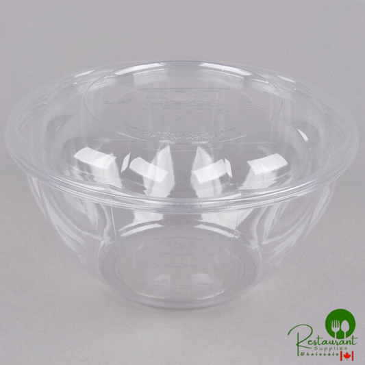 Eco-Products EP-SB32 32 oz. Clear Compostable Plastic Salad Bowl with Lid - 150/Case