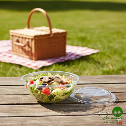 Eco-Products EP-SB32 32 oz. Clear Compostable Plastic Salad Bowl with Lid - 150/Case