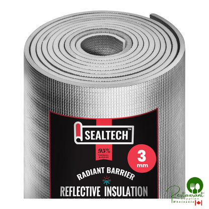 SealTech 50' x 48" x 3 mm R-15 Polyethylene Foam Reflective Insulation Roll ST-303-48X50