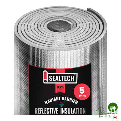 SealTech 75' x 36" x 5 mm R-16 Polyethylene Foam Reflective Insulation Roll ST-301-36X75