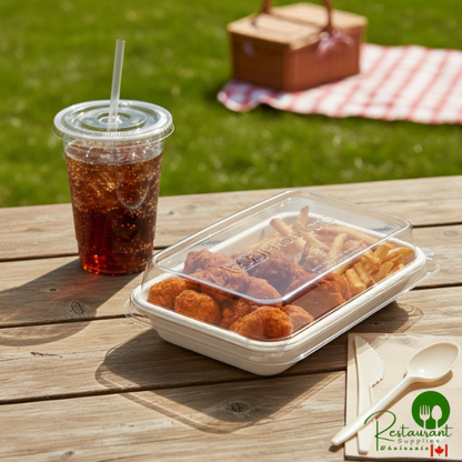 Eco-Products EP-SCRC24LIDP WorldView 24-32 oz. Rectangular Compostable Plastic Take-Out Lid - 200/Case
