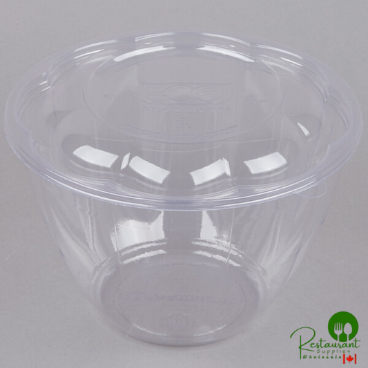 Eco-Products EP-SB48 48 oz. Clear Compostable Plastic Salad Bowl with Lid - 150/Case