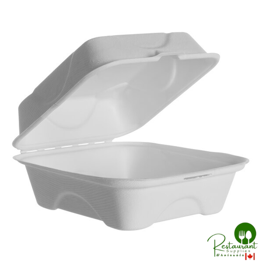 Eco-Products Vanguard 6" x 6" x 3" Compostable Sugarcane Clamshell Container - 500/Case