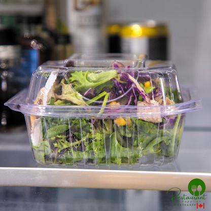 Eco-Products 6" x 6" x 3" Compostable Clear Hinged PLA Plastic Clamshell Container - 240/Case