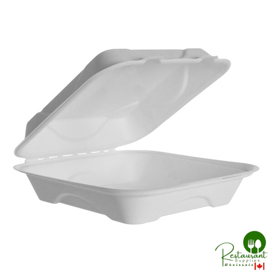 Eco-Products Vanguard 9" x 9" x 3" Compostable Sugarcane Clamshell Container - 200/Case