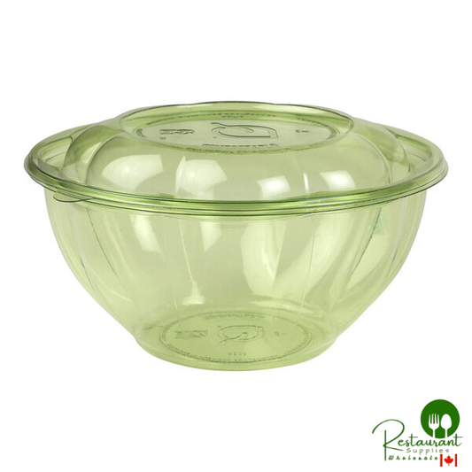 Eco-Products Veridian 32 oz. Compostable Green PLA Plastic Salad Bowl with Lid - 150/Case