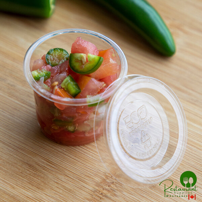 Eco-Products 1 oz. Compostable Clear PLA Plastic Portion Cup Lid - 5,000/Case