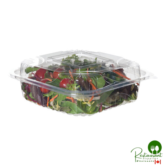 Eco-Products 8" x 8" x 3" Compostable Clear Hinged PLA Plastic Clamshell Container - 160/Case