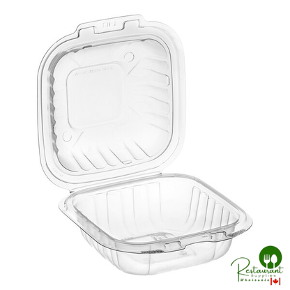 Dart 6" x 6" x 3" Microwavable Clear Hinged Plastic Take-Out Container - 300/Case