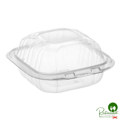 Dart 6" x 6" x 3" Microwavable Clear Hinged Plastic Take-Out Container - 300/Case