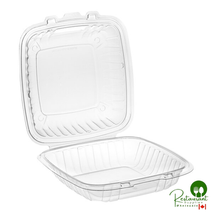 Dart 9" x 9" x 3" Microwavable Clear Hinged Plastic Take-Out Container - 150/Case