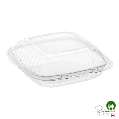 Dart 9" x 9" x 3" Microwavable Clear Hinged Plastic Take-Out Container - 150/Case