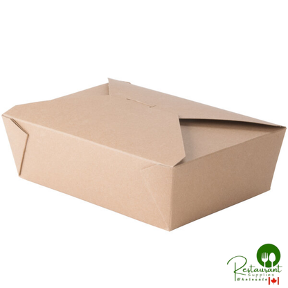 Fold-Pak 03BPEARTHM Bio-Plus-Earth Kraft Microwavable Paper #3 Take-Out Containers 7 3/4" x 5 1/2" x 2 1/2" - 200/Case