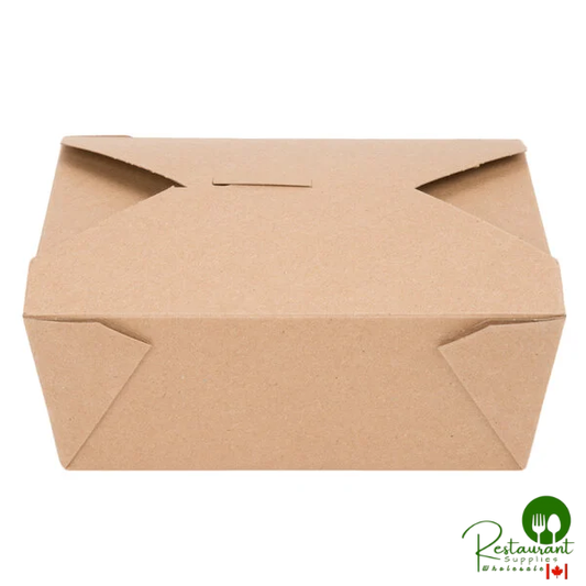 Fold-Pak 08BPEARTHM Bio-Plus Earth 6 1/2" x 5 3/4" x 2 1/2" Kraft Microwavable Paper #8 Take-Out Container - 300/Case