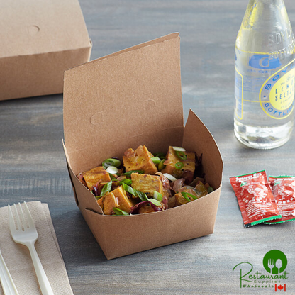 Fold-Pak 01BPDINEEM Bio-Plus Dine Kraft Microwavable Paper #1 Take-Out Container 4 3/8" x 3 1/2" x 2 1/2" - 360/Case