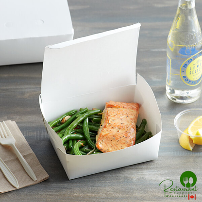 Fold-Pak 08BPDINEWM Bio-Pak Dine 6 3/4" x 5 7/16" x 2 1/2" White Microwavable Paper #8 Take-Out Container - 240/Case