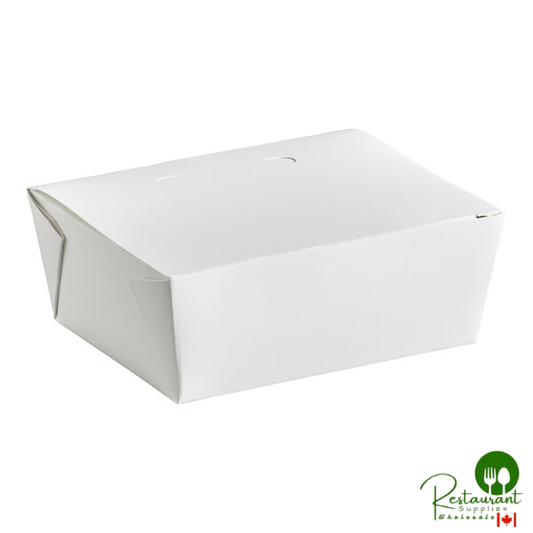 Fold-Pak 08BPDINEWM Bio-Pak Dine 6 3/4" x 5 7/16" x 2 1/2" White Microwavable Paper #8 Take-Out Container - 240/Case
