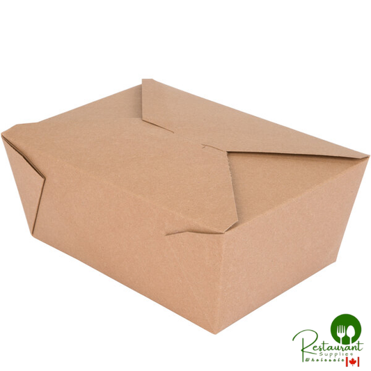 Fold-Pak 04BPEARTHM Bio-Plus-Earth Kraft Microwavable Paper #4 Take-Out Containers 7 3/4" x 5 1/2" x 3 1/2" - 160/Case