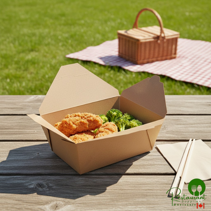 Fold-Pak 04BPEARTHM Bio-Plus-Earth Kraft Microwavable Paper #4 Take-Out Containers 7 3/4" x 5 1/2" x 3 1/2" - 160/Case