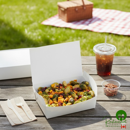 Fold-Pak 03BPDINEWM Bio-Pak Dine White Microwavable Paper #3 Take-Out Container 7 3/4" x 5 1/2" x 2 1/2" - 160/Case