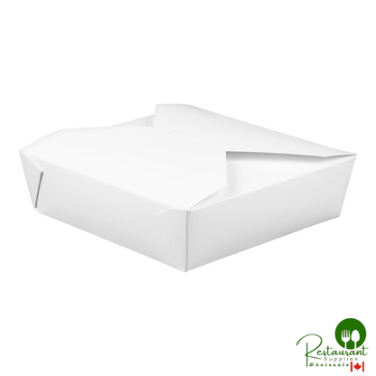 Fold-Pak 05BPWHITEM Bio-Pak White Microwavable Paper #5 Take-Out Containers 8 1/2" x 8 1/2" x 2 1/2" - 140/Case