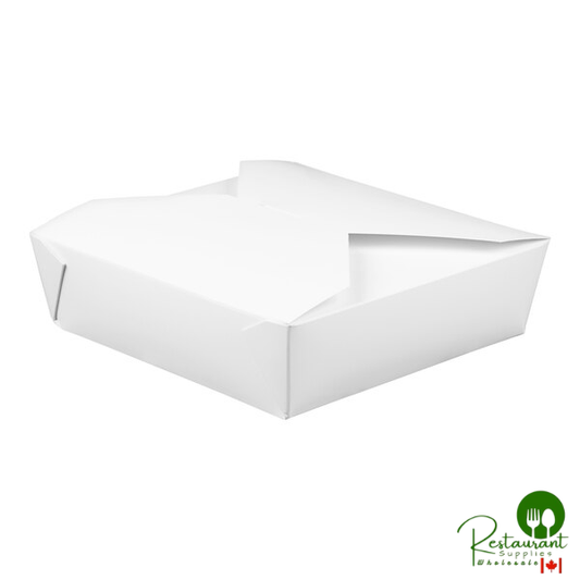 Fold-Pak 05BPWHITEM Bio-Pak White Microwavable Paper #5 Take-Out Containers 8 1/2" x 8 1/2" x 2 1/2" - 140/Case
