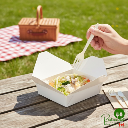Fold-Pak 12BPWHITEM Bio-Pak 6" x 5" x 1" White Microwavable Paper #12 Take-Out Containers - 240/Case