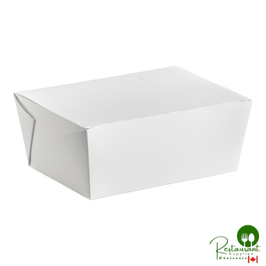 Fold-Pak 04BPDINEWM Bio-Pak Dine White Microwavable Paper #4 Take-Out Container 7 3/4" x 5 1/2" x 3 1/2" - 140/Case