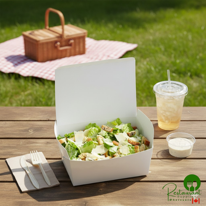 Fold-Pak 04BPDINEWM Bio-Pak Dine White Microwavable Paper #4 Take-Out Container 7 3/4" x 5 1/2" x 3 1/2" - 140/Case