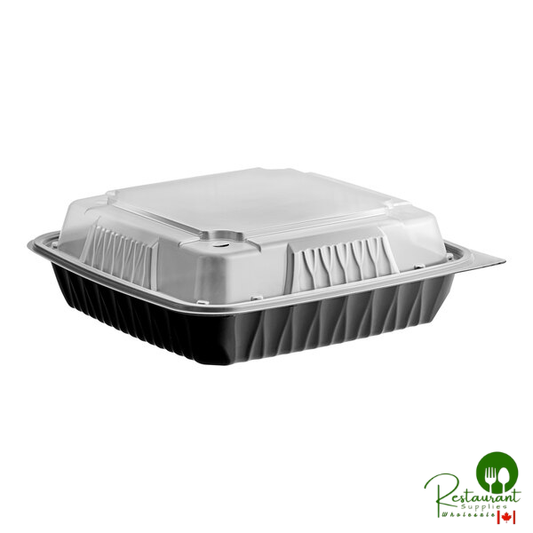 Ecopax 9" x 9" x 3" 1-Compartment Mineral-Filled Plastic Microwaveable Black Take-Out Container with Lid - 150/Case
