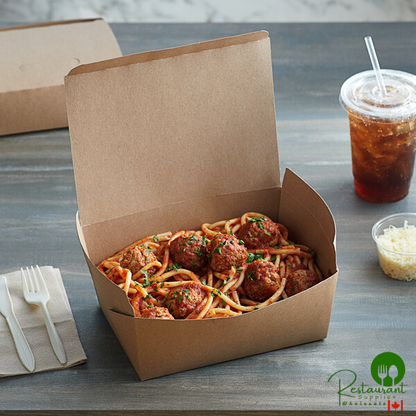Fold-Pak 04BPDINEEM Bio-Plus Dine Kraft Microwavable Paper #4 Take-Out Container 7 3/4" x 5 1/2" x 3 1/2" - 140/Case
