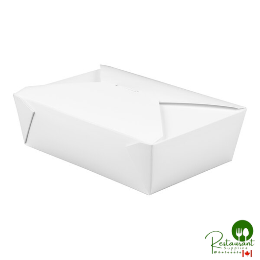 Fold-Pak 03BPWHITEM Bio-Pak White Microwavable Paper #3 Take-Out Containers 7 3/4" x 5 1/2" x 2 1/2" - 200/Case
