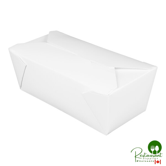 Fold-Pak 09BPWHITEM Bio-Pak 8" x 4" x 3" White Microwavable Paper #9 Take-Out Containers - 200/Case
