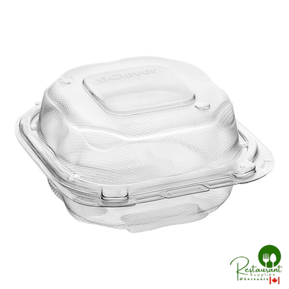 Genpak Clover 6" x 6" x 3" Microwavable 1-Compartment Clear Plastic Hinged Container - 300/Case