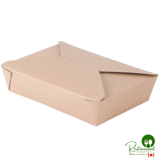 Fold-Pak 02BPEARTHM Bio-Plus-Earth Kraft Microwavable Paper #2 Take-Out Containers 7 3/4" x 5 1/2" x 1 7/8" - 200/Case