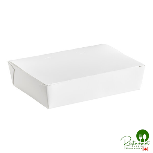 Fold-Pak 02BPDINEWM Bio-Pak Dine White Microwavable Paper #2 Take-Out Container 7 3/4" x 5 1/2" x 1 7/8" - 160/Case