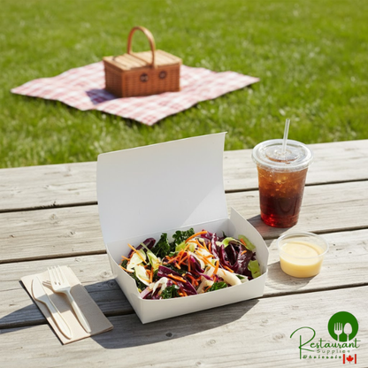 Fold-Pak 02BPDINEWM Bio-Pak Dine White Microwavable Paper #2 Take-Out Container 7 3/4" x 5 1/2" x 1 7/8" - 160/Case