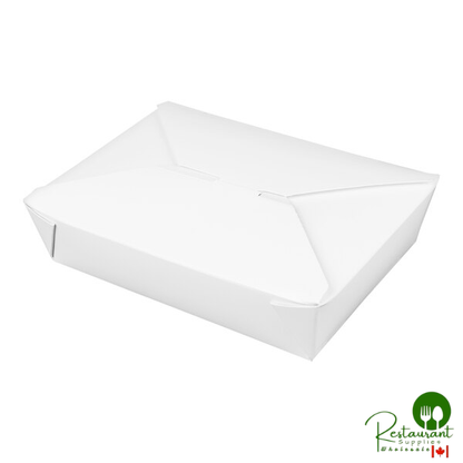 Fold-Pak 02BPWHITEM Bio-Pak White Microwavable Paper #2 Take-Out Containers 7 3/4" x 5 1/2" x 1 7/8" - 200/Case