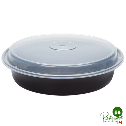 Pactiv Newspring NC-948-B 48 oz. Black VERSAtainer Round Microwavable Container with Lid - 150/Case