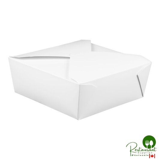 Fold-Pak 06BPWHITEM Bio-Pak 9" x 9" x 3 1/2" White Microwavable Paper #6 Take-Out Containers - 120/Case