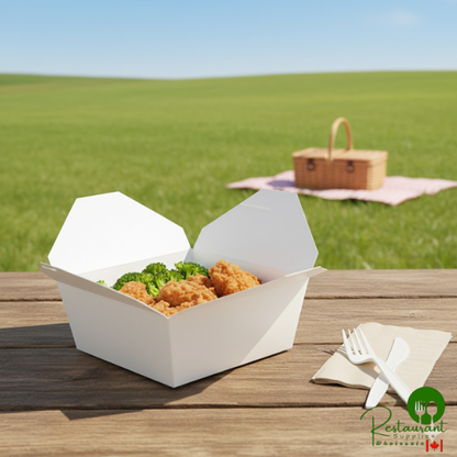 Fold-Pak 06BPWHITEM Bio-Pak 9" x 9" x 3 1/2" White Microwavable Paper #6 Take-Out Containers - 120/Case
