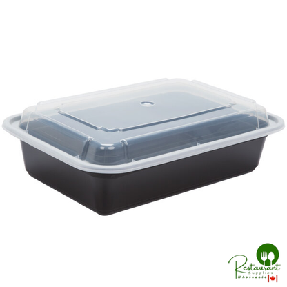 Pactiv Newspring NC888B 38 oz. Black VERSAtainer Rectangular Microwavable Container with Lid - 150/Case