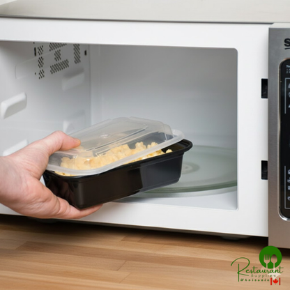 Pactiv Newspring NC-838-B 24 oz. Black VERSAtainer Rectangular Microwavable Container with Lid - 150/Case