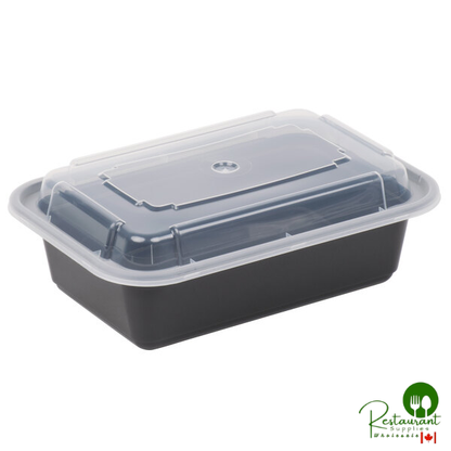 Pactiv Newspring NC-838-B 24 oz. Black VERSAtainer Rectangular Microwavable Container with Lid - 150/Case